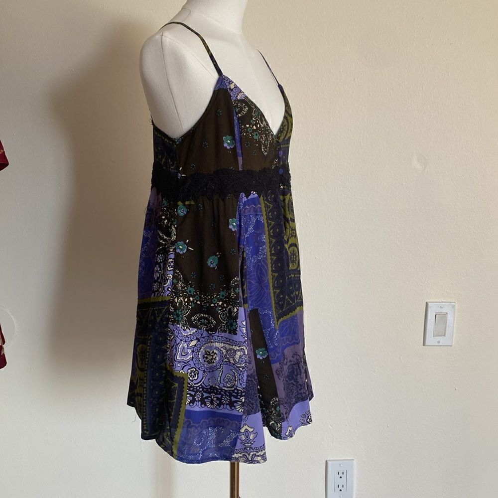 UO Dark Blue Azalea Lace Inset Frock Dress Size Small NWT - Picture 7 of 13